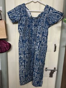 Blue &amp; White Printed Kurta