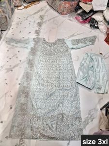Elegant Salwar Bottoms - Light Blue 3pc 3xl