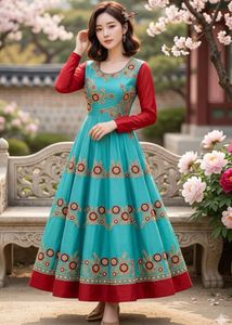 zari work Teal Embroidered Anarkali Gown