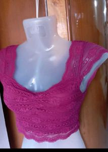 Maroon Lace Crop Top