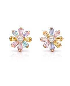 Sparkling Gemstone Flower Earrings