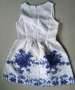 🇰🇷Elegant White &amp; Blue Floral Dress