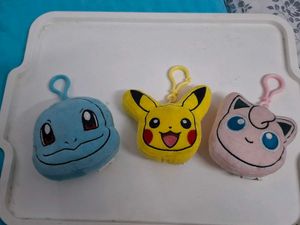 Cute Pokemon Plush Keychains (Pikachu, Squirtle, J