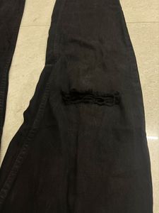 Black Ripped Wide Leg Jeans