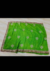 Vibrant Green Embroidered Saree