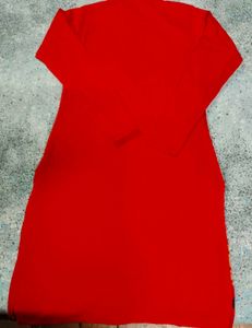 Red Floral Knit Dress Great Condition