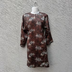 Brown Leaf Print Kurta