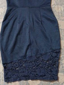 Elegant Navy Lace Detail Dress
