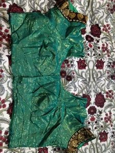 Embroidered green Saree with Golden Border