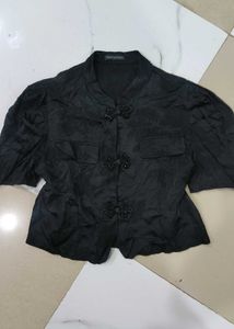 Elegant Black Asian-Inspired Blouse Chinese top