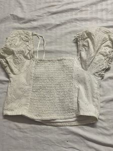 White Broderie Anglaise Crop Top