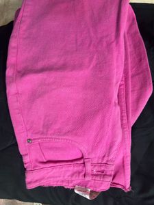 Hot Pink Wide Leg Denim Pants
