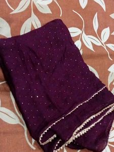 Elegant Purple Dupatta with Sequins