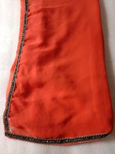 Georgette Orange Saree