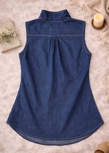 New Sleeveless Slim Denim Tunic Top