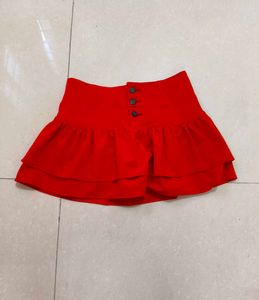 Chic Red Ruffled Mini Skirt
