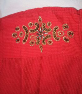 New Red Shoulder Embroidered Long Kurta
