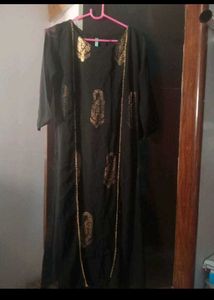 Elegant Black Kurta Set with Gold Print