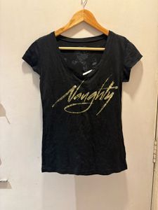 Black Graphic V-Neck T-Shirt