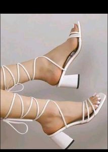 White Lace-Up Heels