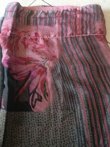 Elegant Grey &amp; Red Saree