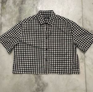 Black and White Gingham Cropped Shirt