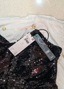 Sparkling Black Sequin Strapless Dress