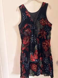 Black Floral Velvet Mini Dress