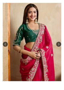 Gorgeous Pink & Green Saree