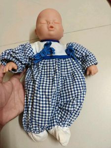 Cute Baby Doll with Blue Gingham Outfit