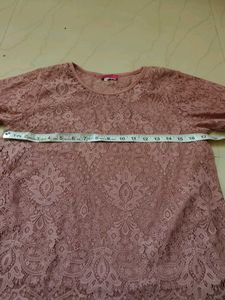 Pink Lace Short Sleeve Top