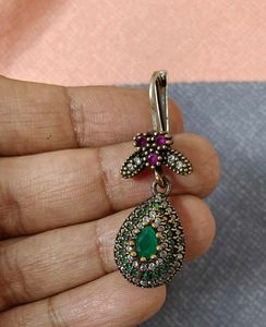 92.5 Silver Turkish Style Emerald &amp; Ruby set