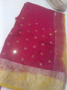 Beautiful Embroidered Pink Saree