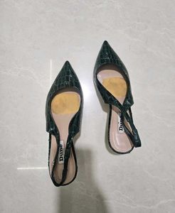 dune London croc pointed green heels
