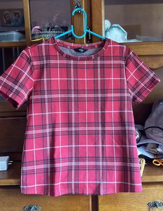 Red Checkered Tshirt Top