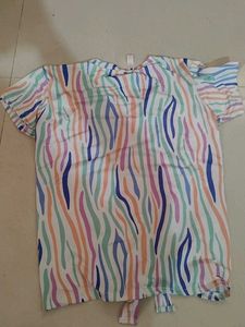 Tie-Front Zebra Print Top