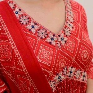 Vibrant Red Ethnic Afghani Style Kurta Set