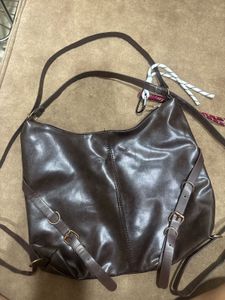 Stylish Brown Faux Leather Hobo Bag