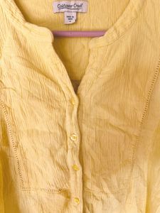 Bright Yellow Button-Up Tunic Top