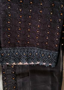 Black Dress Material with Embellishments