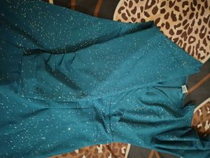 Teal Sparkle V-Neck Dress