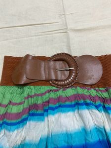 Bohemian Tie-Dye Tiered Skirt with Belt