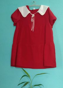 Selling Red Crepe Collar Dress From H&M
