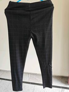 Chic Black Plaid Pants/Trousers