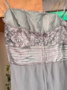 Elegant Grey Lace Overlay Dress
