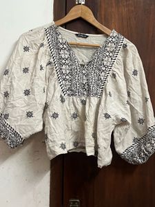 Bohemian Embroidered Cotton Top