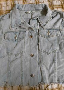 Light Wash Denim Jacket with Patches