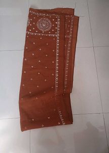 Orange Kurta with Peacock Embroidery