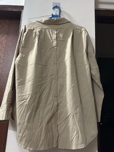 Classic Beige Oversized Button-Up Shirt