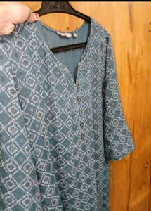 Teal Geometric Print Kurta